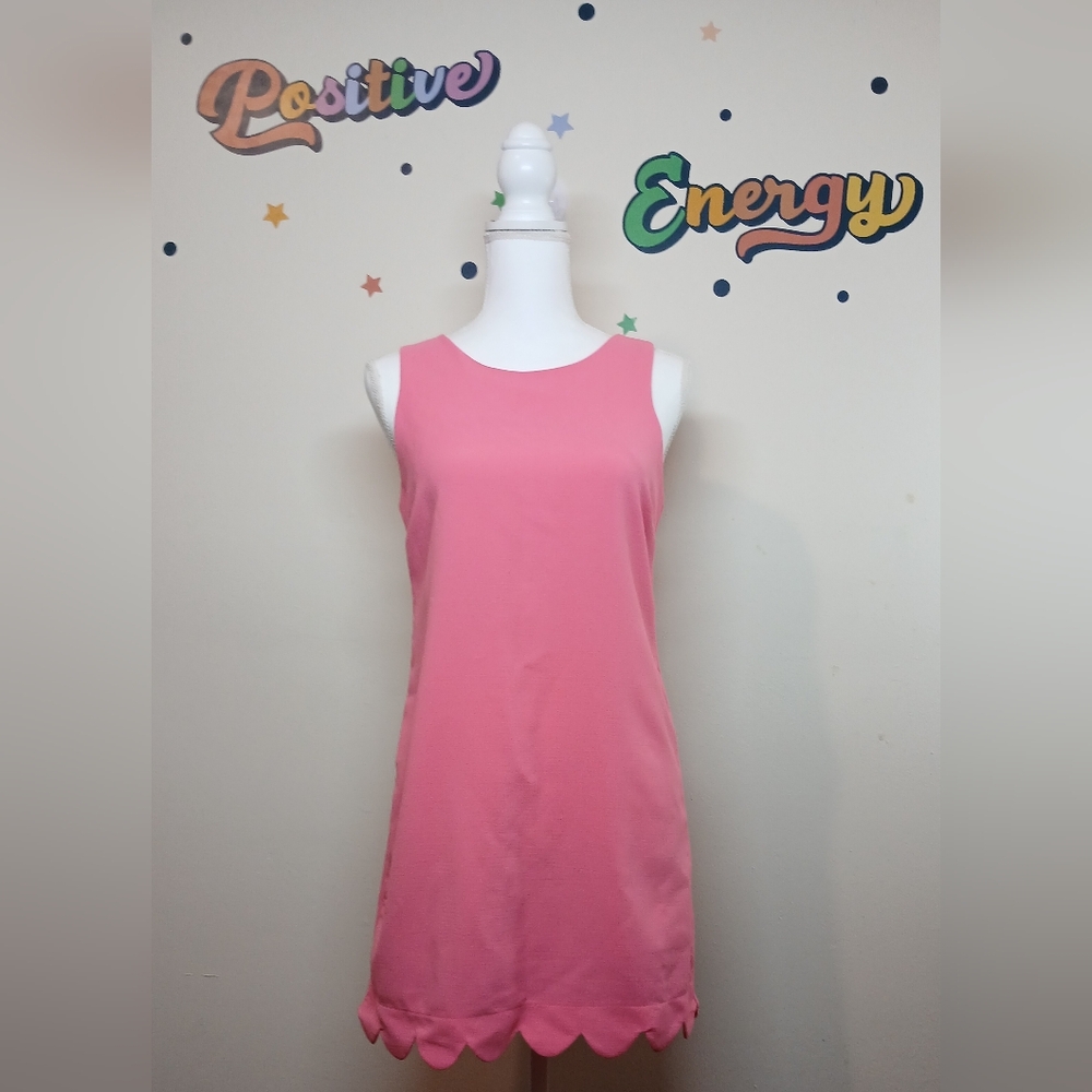 Monteau Pink Scallop Hem Sleeveless Dress - Size Small